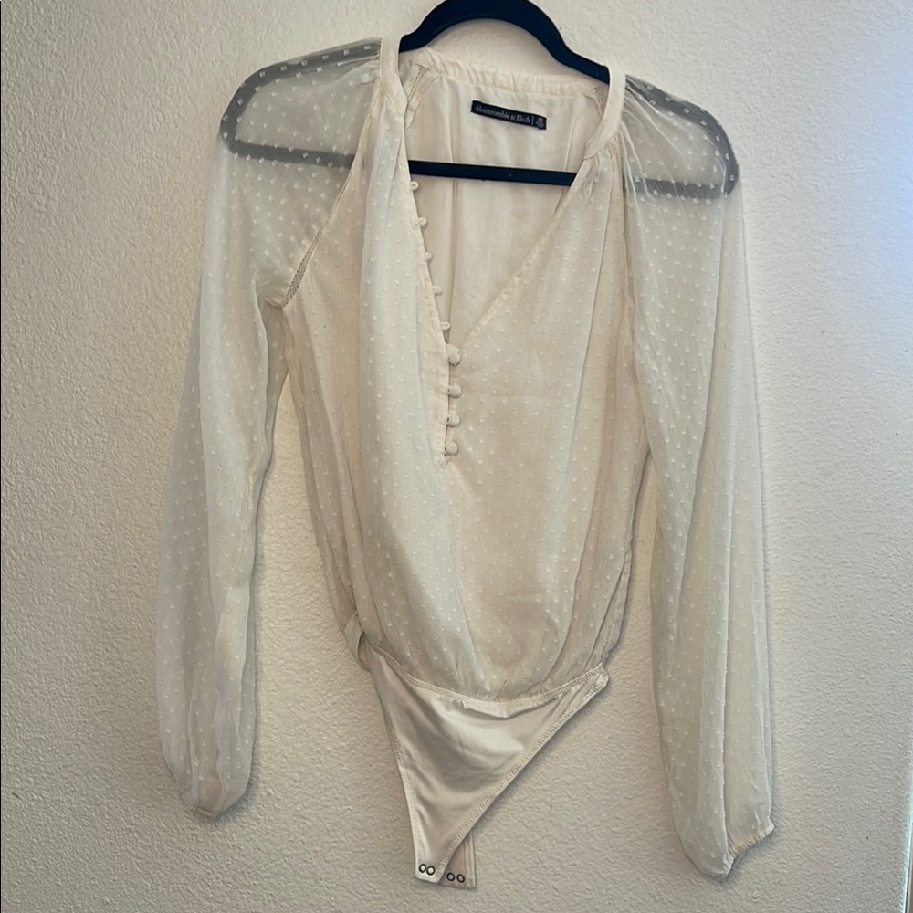 Abercrombie & Fitch Cream Bodysuit Top